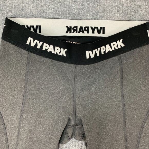 Ivy Park Cropped Legging Women S Small Grey Logo Waistband Low Rise Stretch - Picture 3 of 11